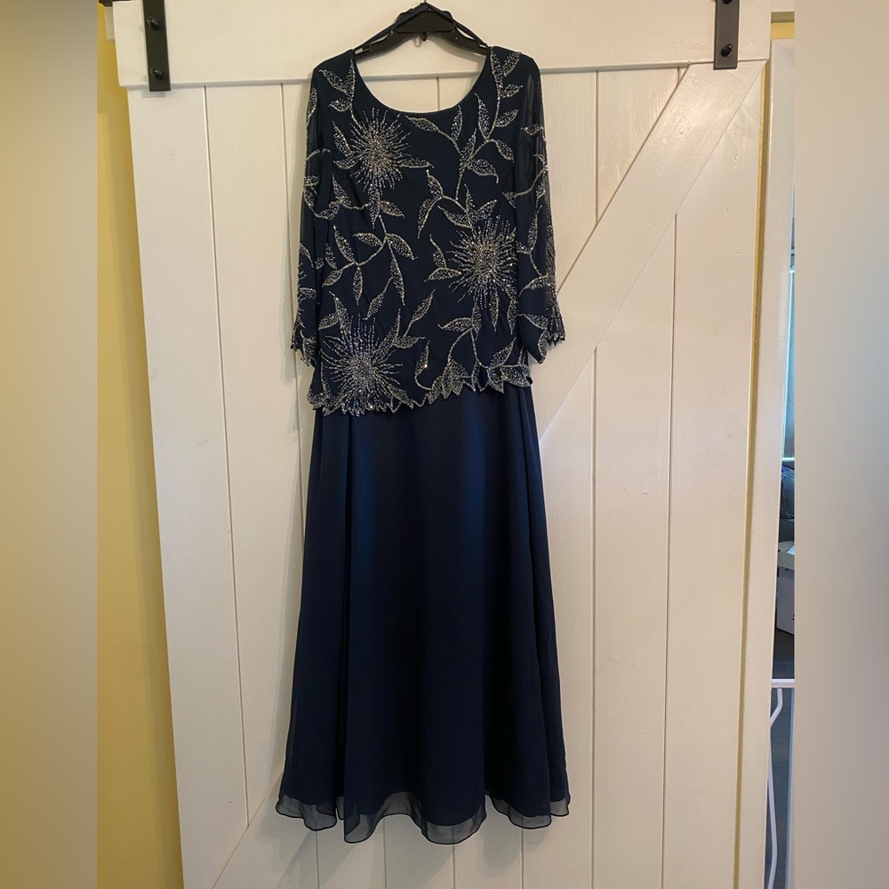 Elegant Navy Blue Embellished Dress